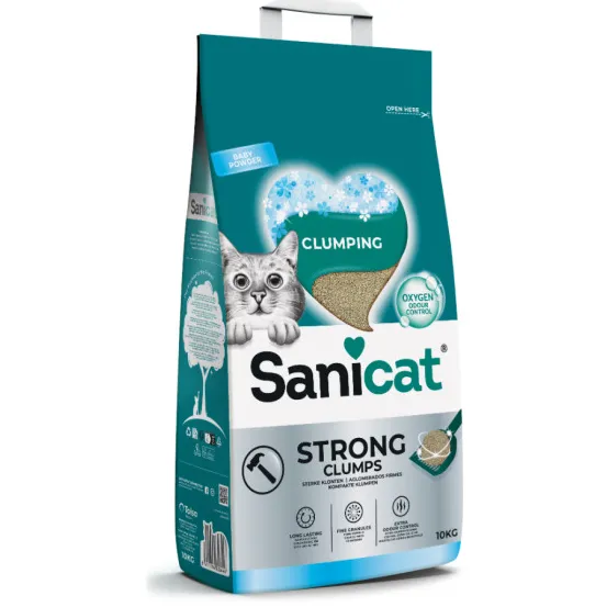 Sanicat Strong Clumps Baby Powder kattenbakvulling 10 kg