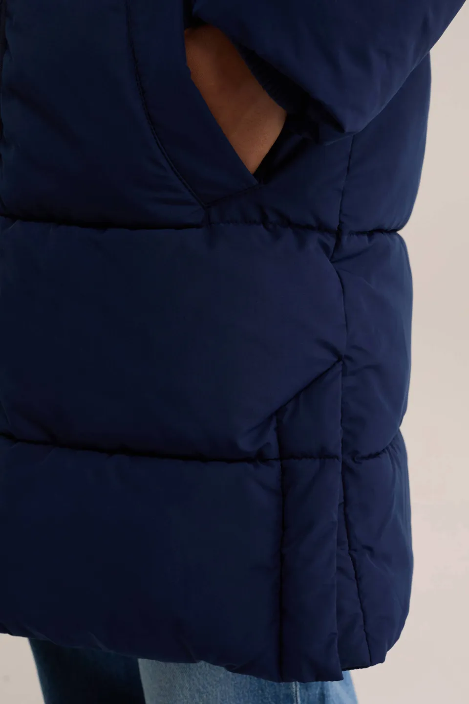 WE Fashion lange gewatteerde winterjas donkerblauw, foto 6