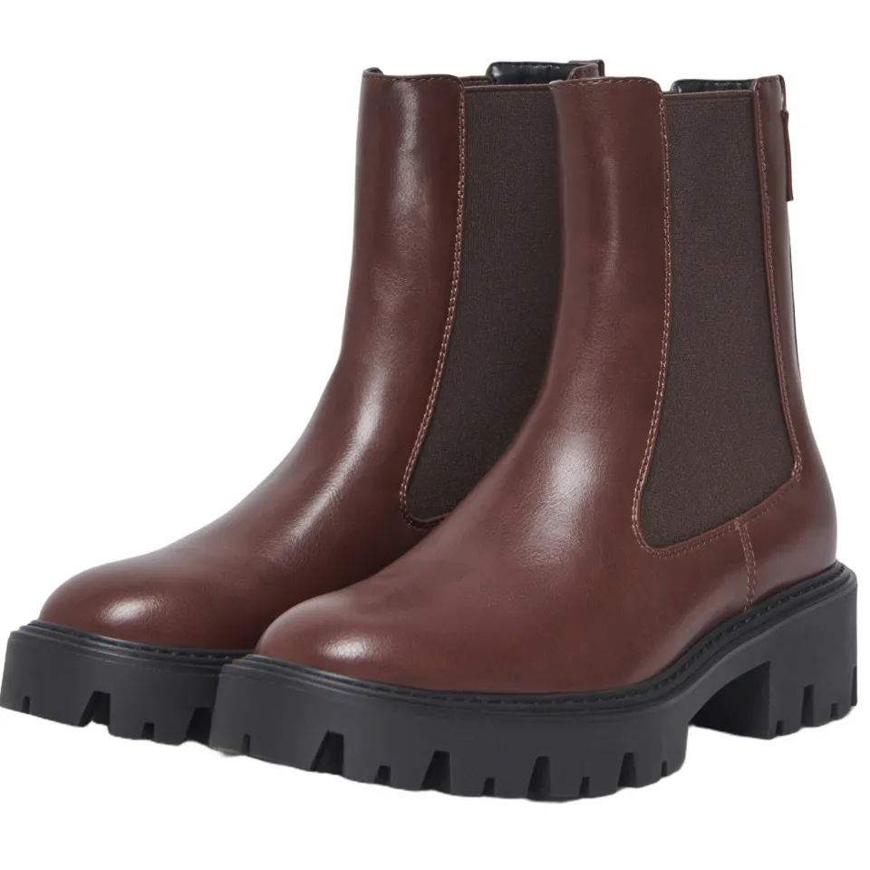 Only ONLBETTY chunky imitatieleren chelsea boots - bruin, foto 4
