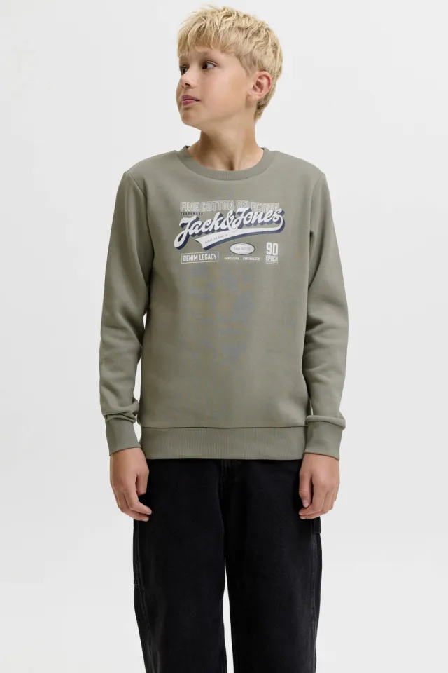 Jack & Jones JUNIOR sweater met logo - grijsgroen