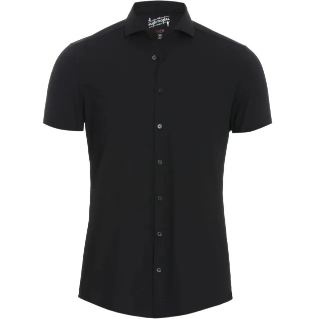 Pure Overhemd Lange Mouw Pure Short Sleeve The Functional Shirt Blauw-Zwart