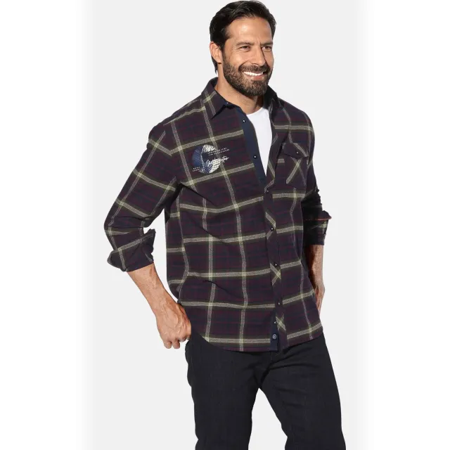Jan Vanderstorm +FIT Collectie loose casual overhemd Plus Donkerblauw