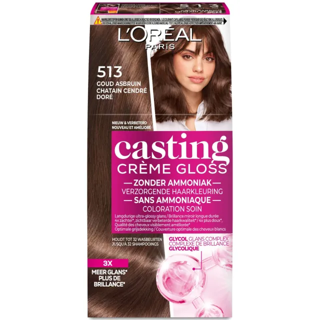 L'oréal Casting Crème Gloss haarkleurmiddel beigebruin 513, foto 2