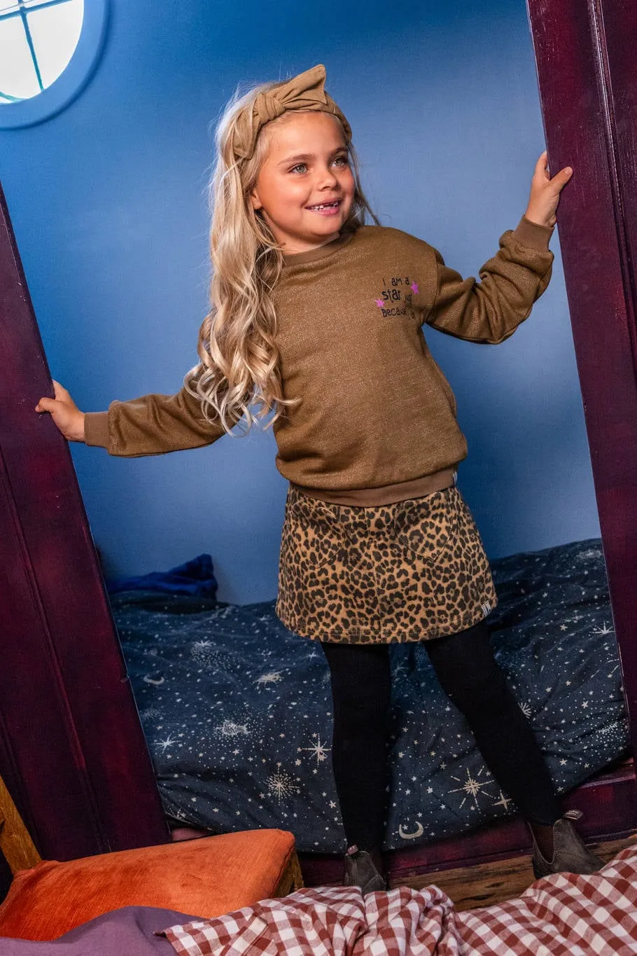 LOOXS little korte spijkerrok panterprint bruin, foto 6