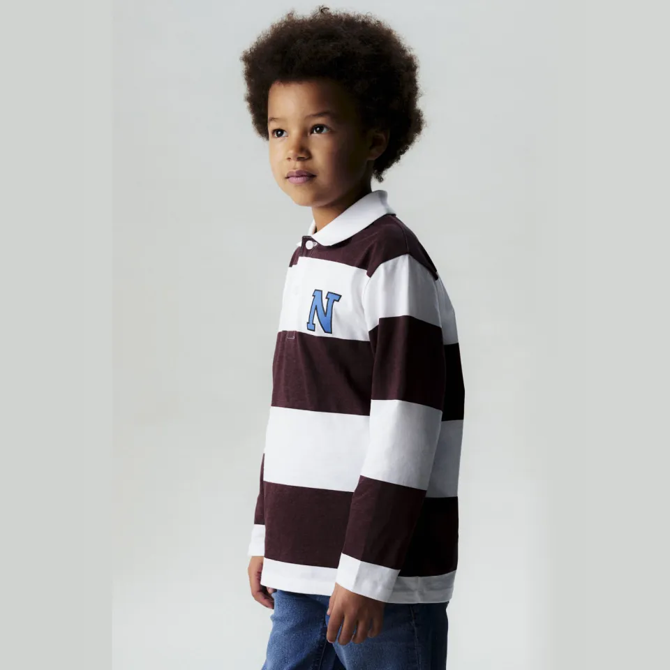 NAME IT KIDS gestreepte polo bruin Bruin/wit