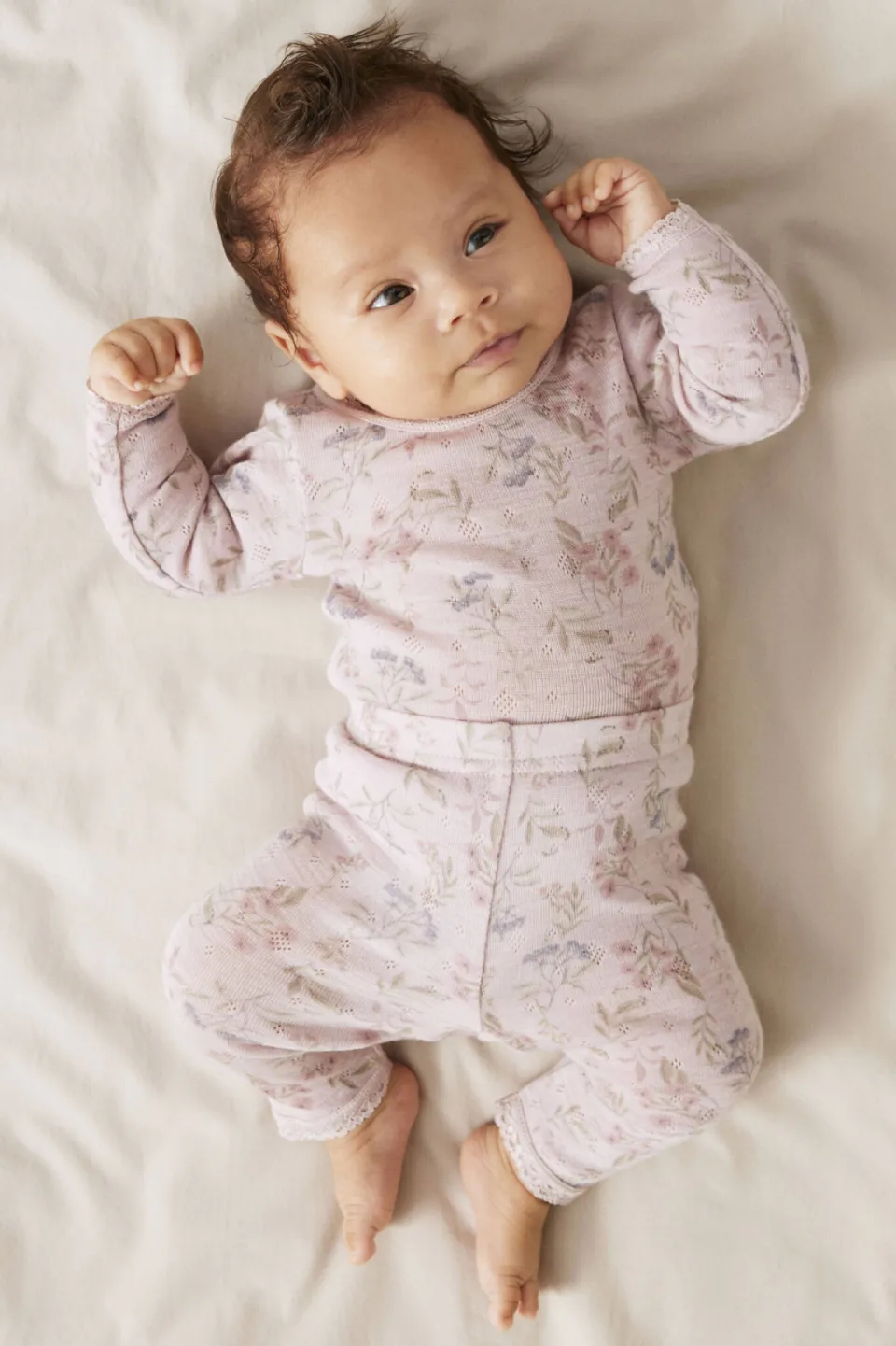 NAME IT BABY gebloemde romper met wol Lila