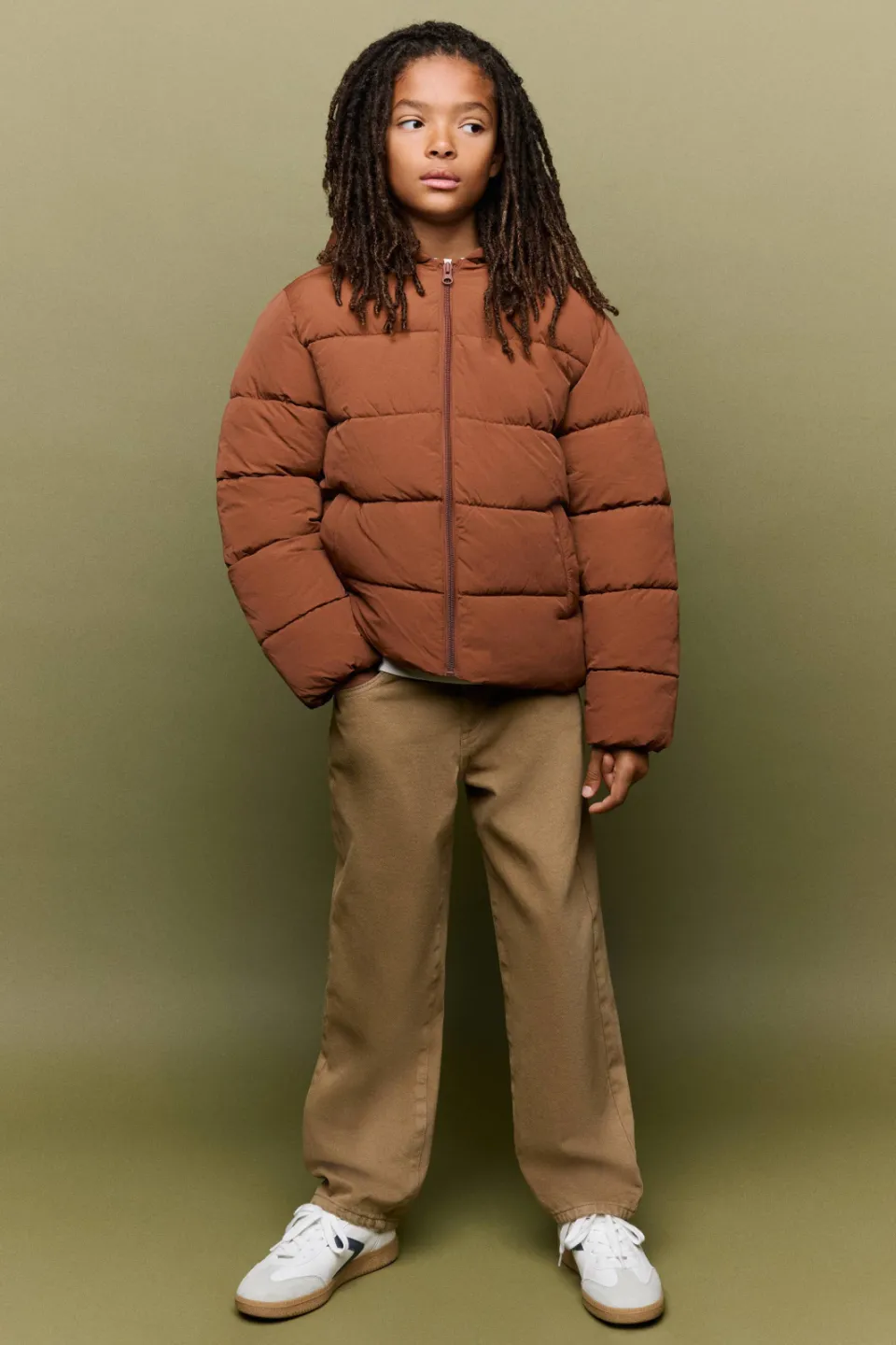Mango Kids winterjas bruin, foto 4