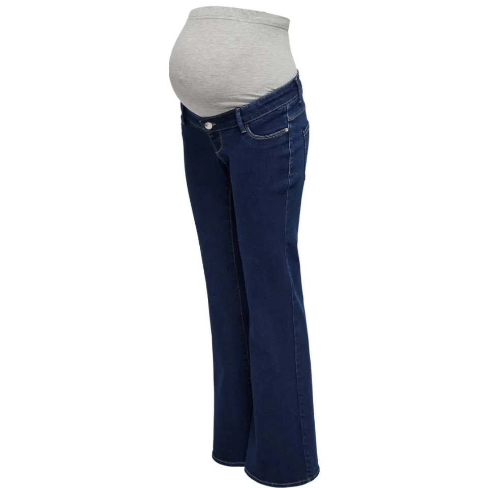 Only MATERNITY high waist zwangerschaps flared jeans dark blue denim, foto 3