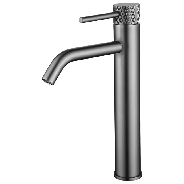 Wiesbaden Ribbd XL hoge wastafelkraan gunmetal