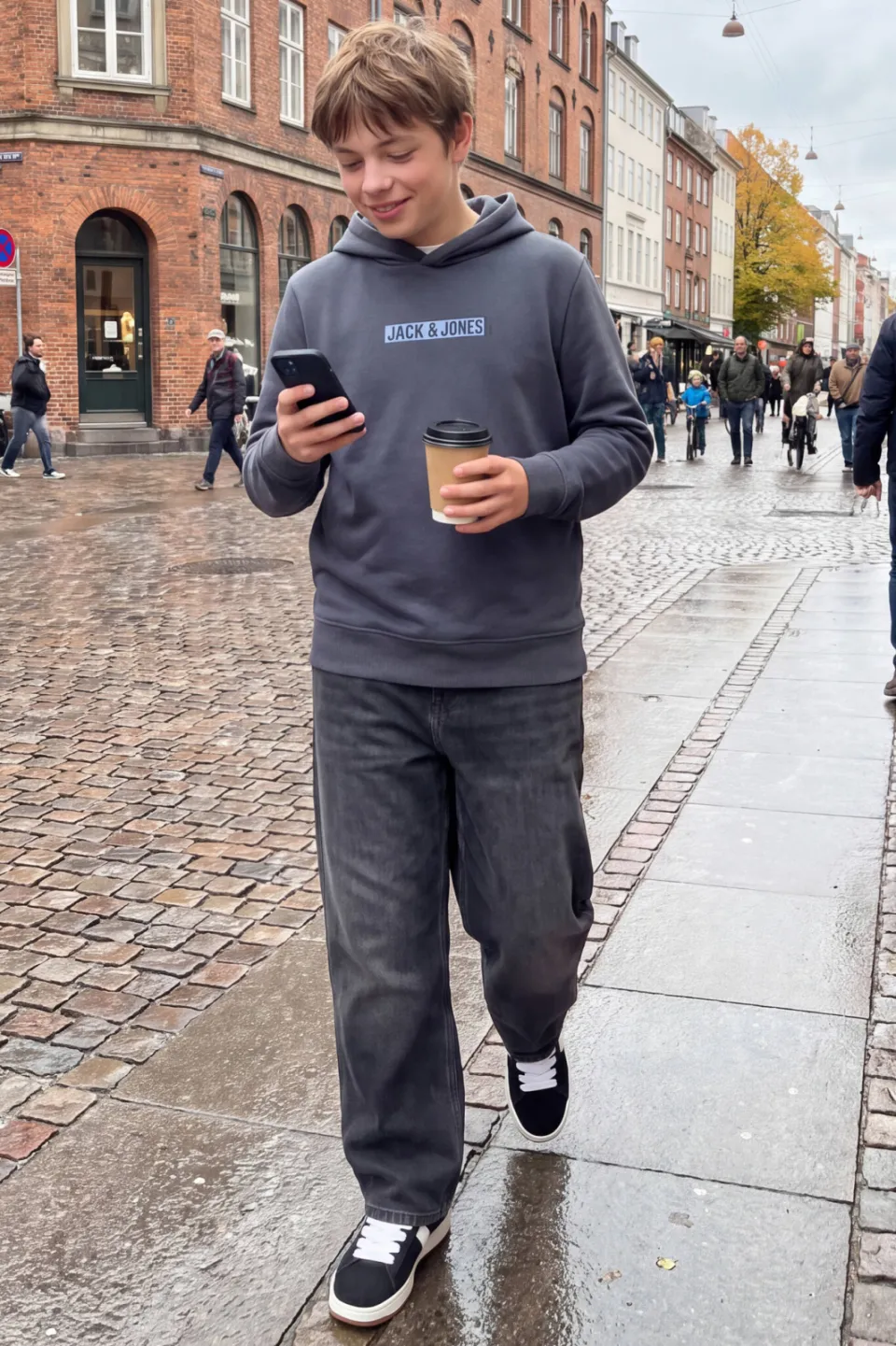 Jack & Jones JUNIOR hoodie met logo - grijsblauw, foto 5