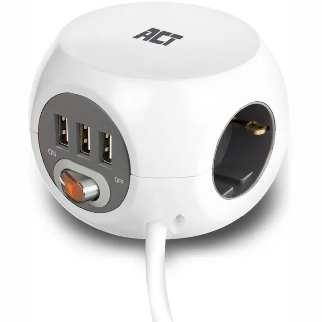 ACT AC2410 Power Block stekkerdoos wit