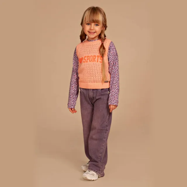 Stains&Stories longsleeve met print lila Lila/oranje