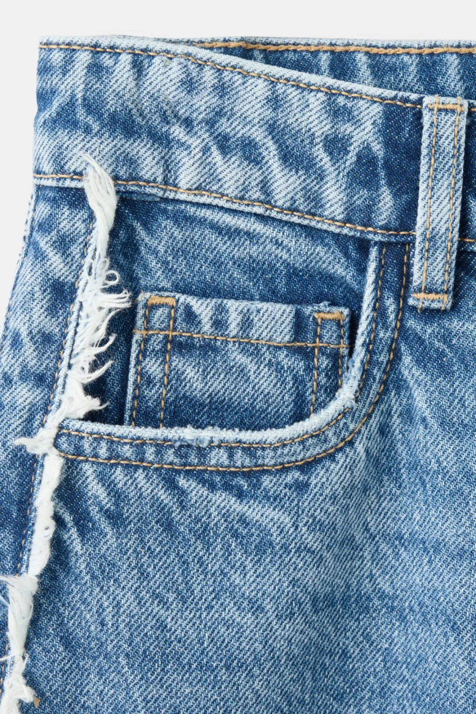Mango Kids regular waist wide leg jeans met rafels - mediumblauw, foto 4