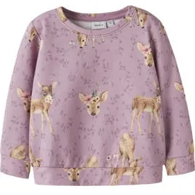 NAME IT MINI Bambi sweater roze All over print Donkerroze