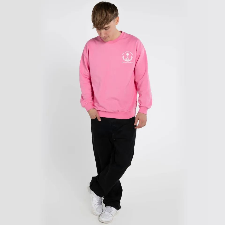 No Way Monday X Job Dutchtuber oversized sweater met backprint - roze