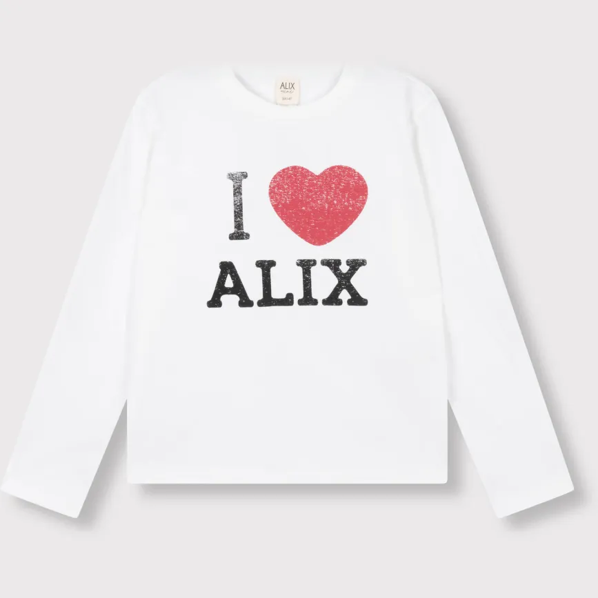 Alix The Label Mini rechtvallende longsleeve met print wit, foto 2