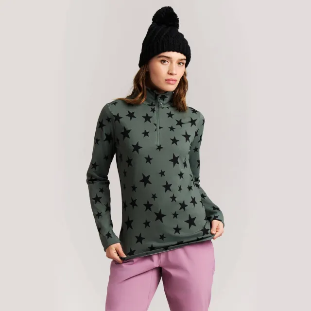 Protest PRTSwana fleece sweater met sterren - grijsgroen/zwart