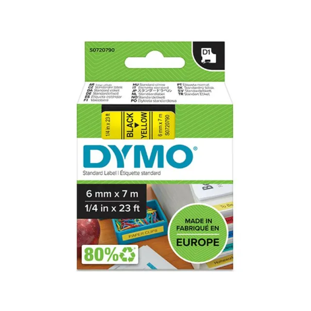 Dymo 43618 (S0720790) Tape Zwart op geel (6 mm), foto 2