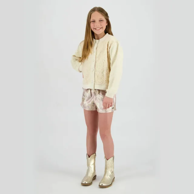 Vingino gebloemde casual korte broek beige Beige/goud
