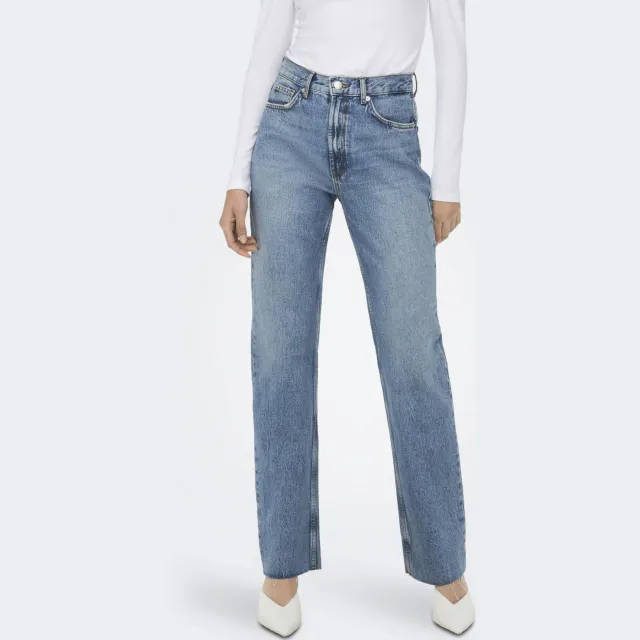 Only high waist straight leg jeans ONLRILEY light blue denim, foto 4