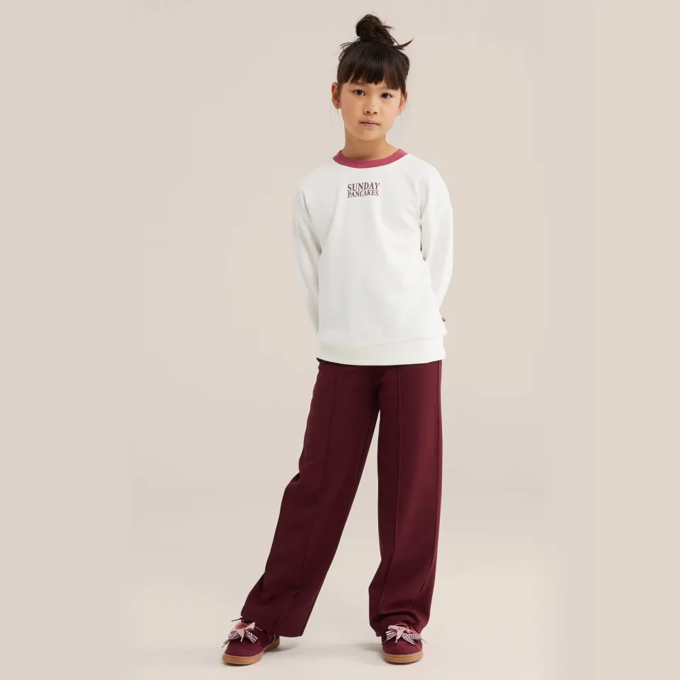 WE Fashion loose fit casual broek donkerrood