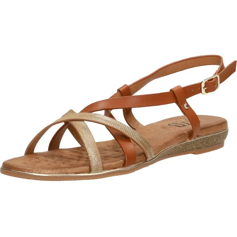 Sub55 platte sandalen cognac, foto 3