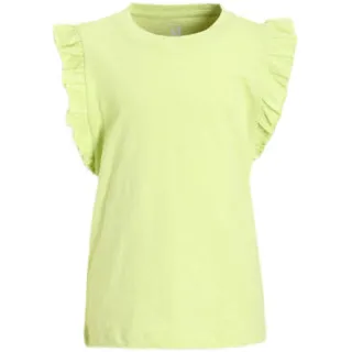Anytime T-shirt met ruffle limegroen