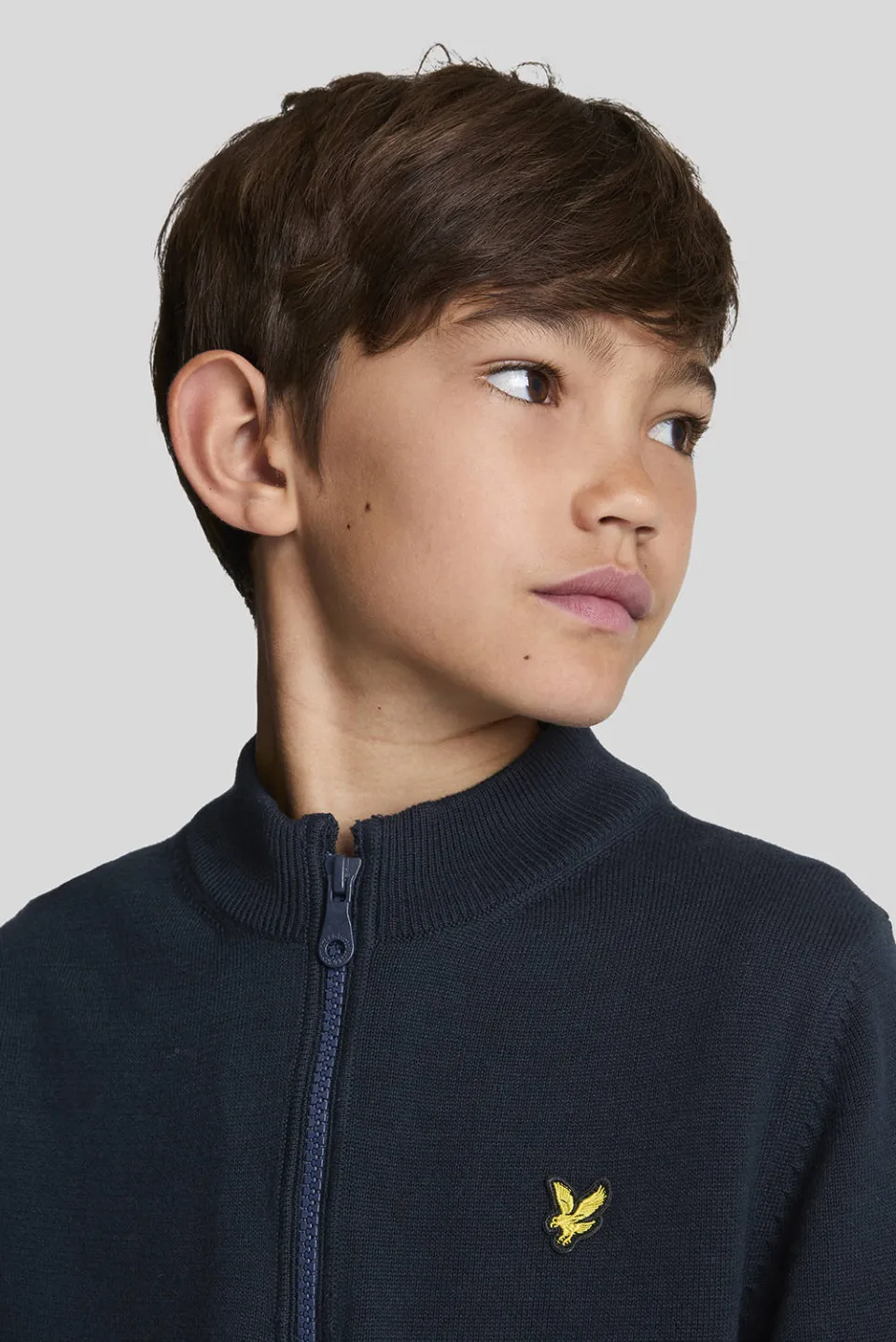Lyle & Scott trui donkerblauw fijn gebreid, foto 5