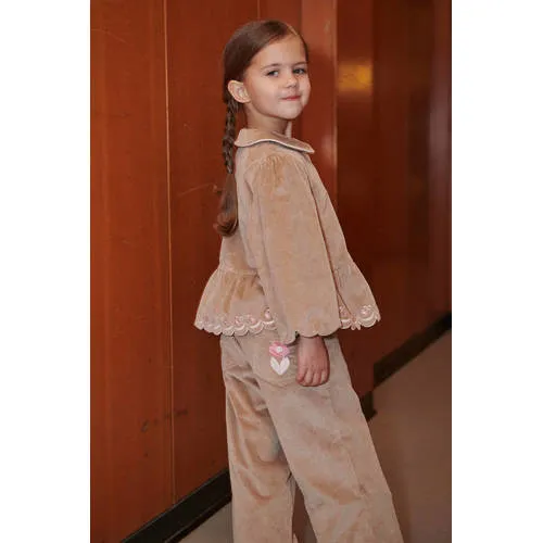 Copenhagen Colors corduroy blouse met borduursels beige, foto 3