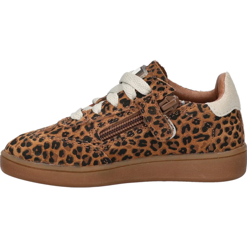 Nelson Kids suède sneakers met panterprint cognac, foto 3
