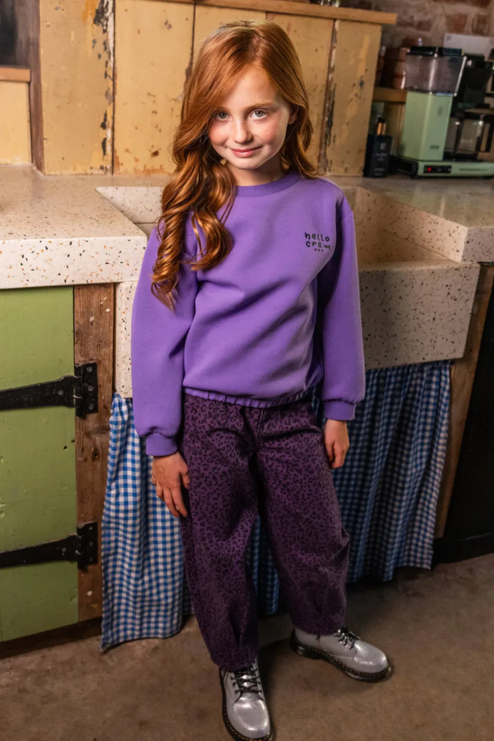 LOOXS little little leopard barrel jeans met panterprint - paars, foto 3