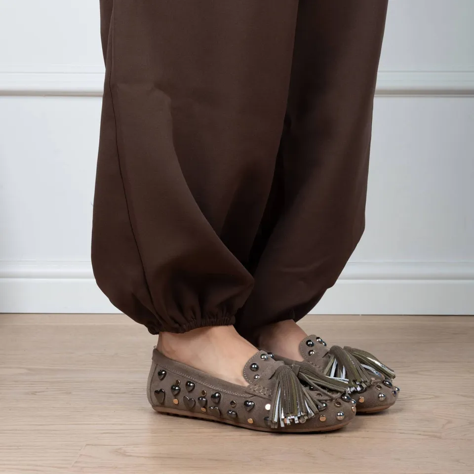 Poelman Serena suède mocassins met studs - taupe, foto 6