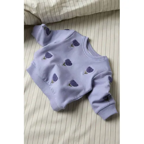 NAME IT BABY gebloemde sweater met borduursels - lila, foto 3
