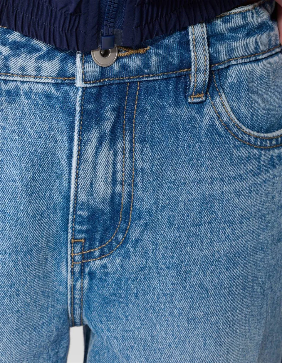 Shoeby wide leg jeans met strass-steentjes - medium blue denim, foto 6