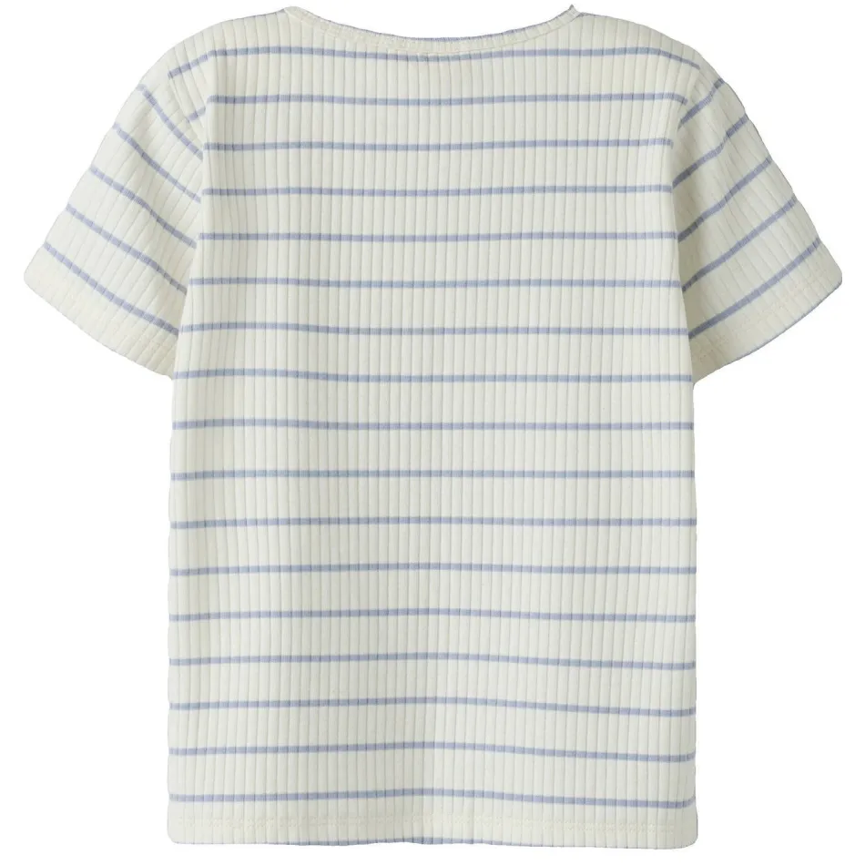 Lil' Atelier Mini gestreept t-shirt wit lichtblauw, foto 3