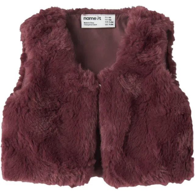 NAME IT BABY imitatiebont gilet - donkerrood