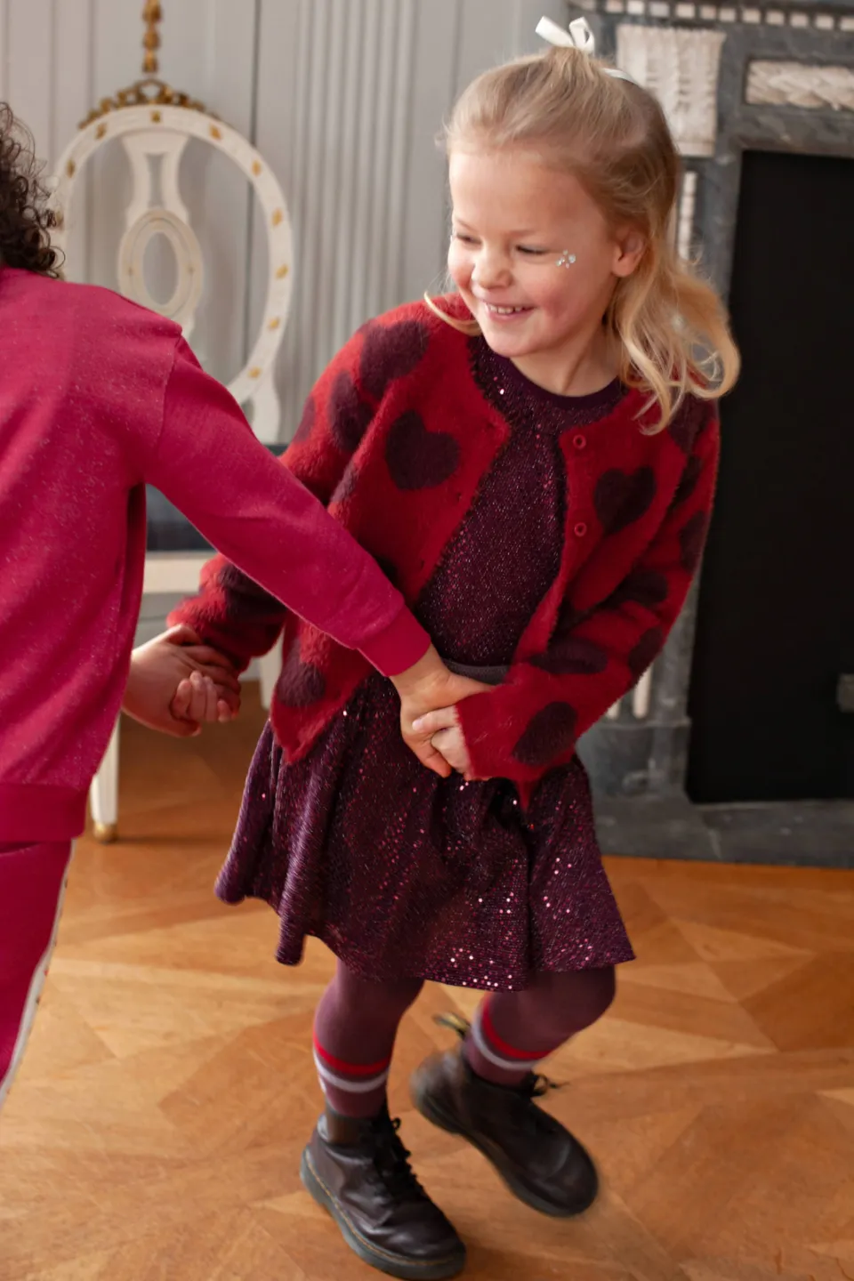 Jubel korte rok met pailletten bordeauxrood, foto 8