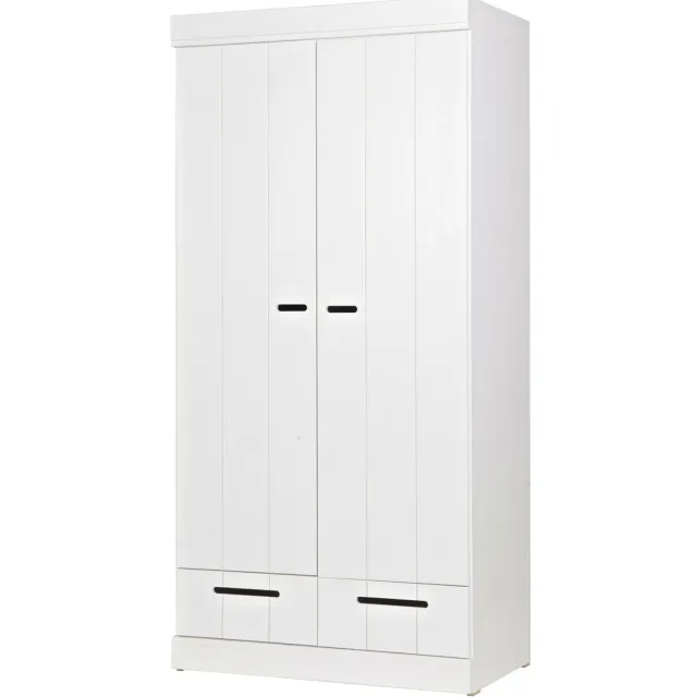 WOOOD Connect kledingkast 2-deurs met lade wit white