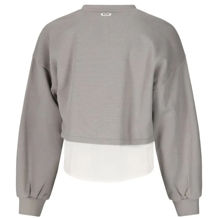 Retour Jeans oversized sweater met tekst - grijs/wit, foto 3
