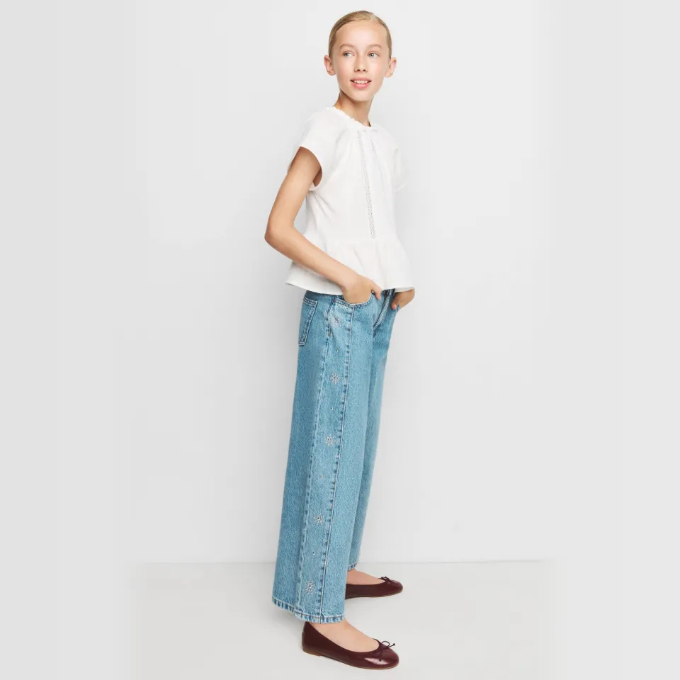 Mango Kids blousetop met ruches wit