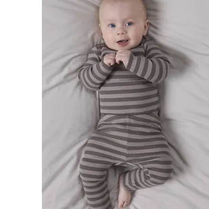 NAME IT BABY gebreide gestreepte legging bruin, foto 3