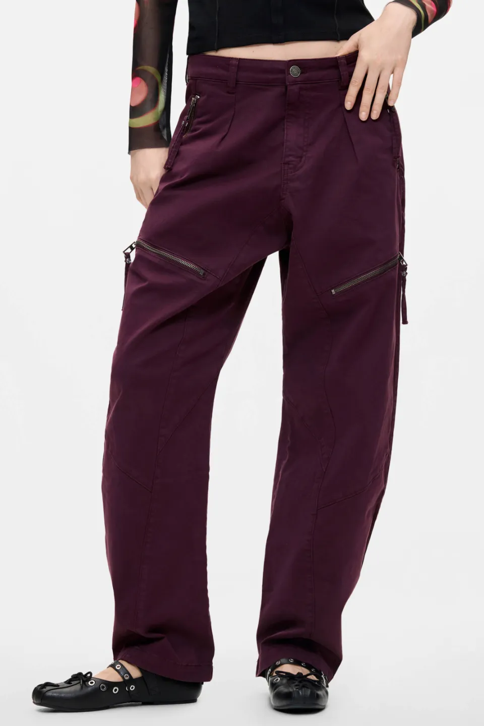 Desigual Zippers cargobroek paars, foto 6