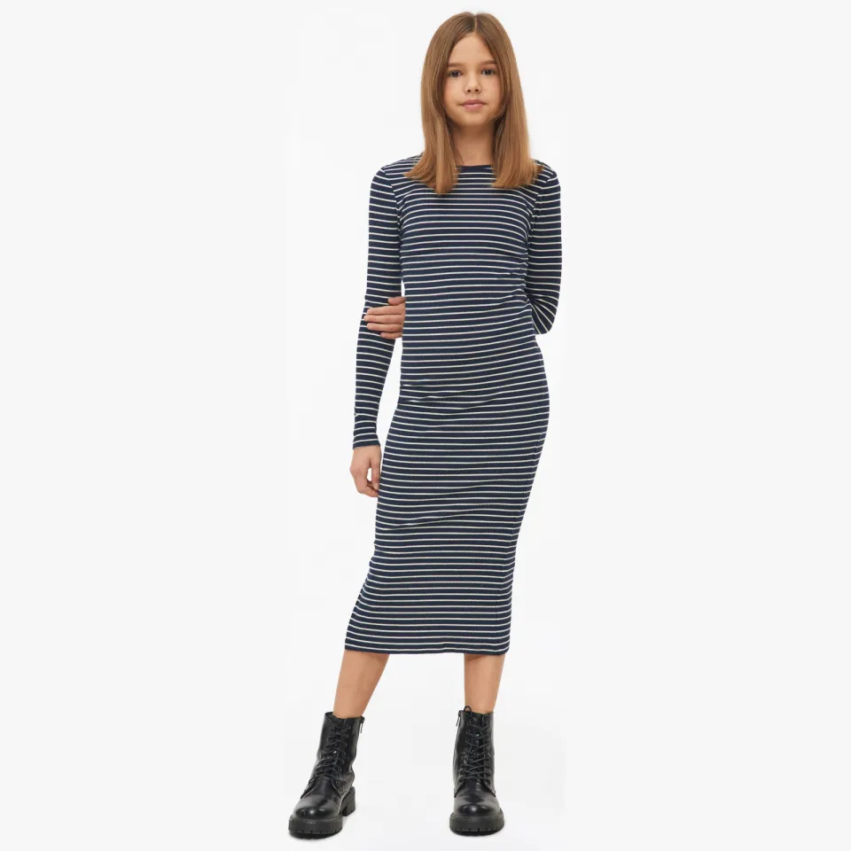 s.Oliver gebreide gestreepte bodycon jurk marineblauw Marineblauw/wit