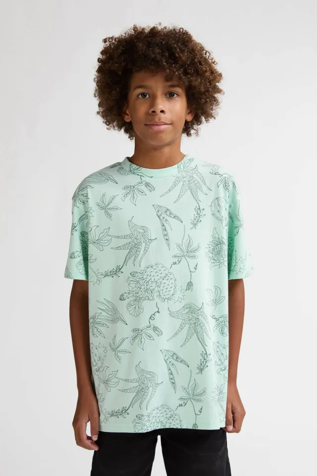 Petrol Industries t-shirt mintgroen all over print