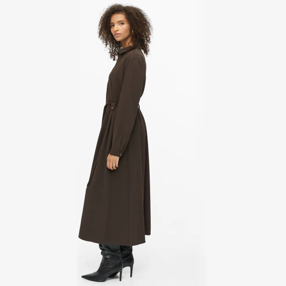 S.Oliver midi blousejurk met ceintuur donkerbruin, foto 2