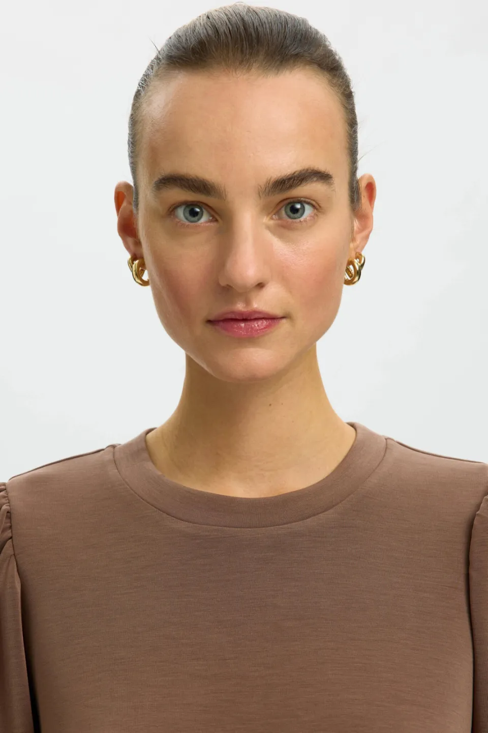 Selected Women oversized trui met plooien - bruin, foto 4