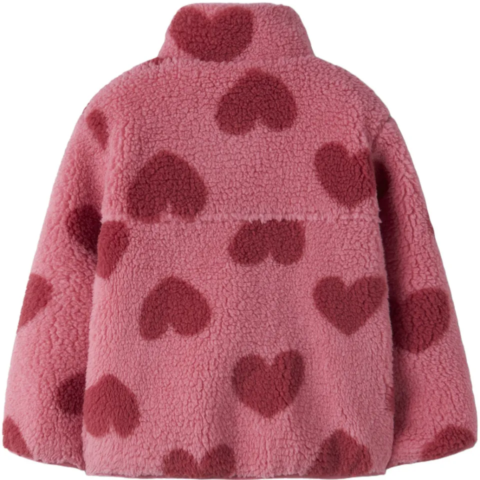 NAME IT MINI teddy jas met hartjes roze, foto 4