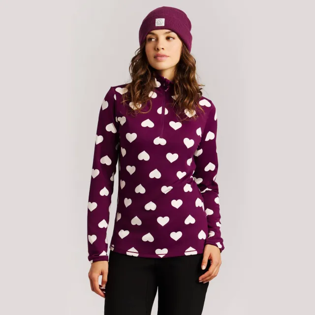 Protest PRTSwana fleece outdoor sweater met hartjes - donkerpaars