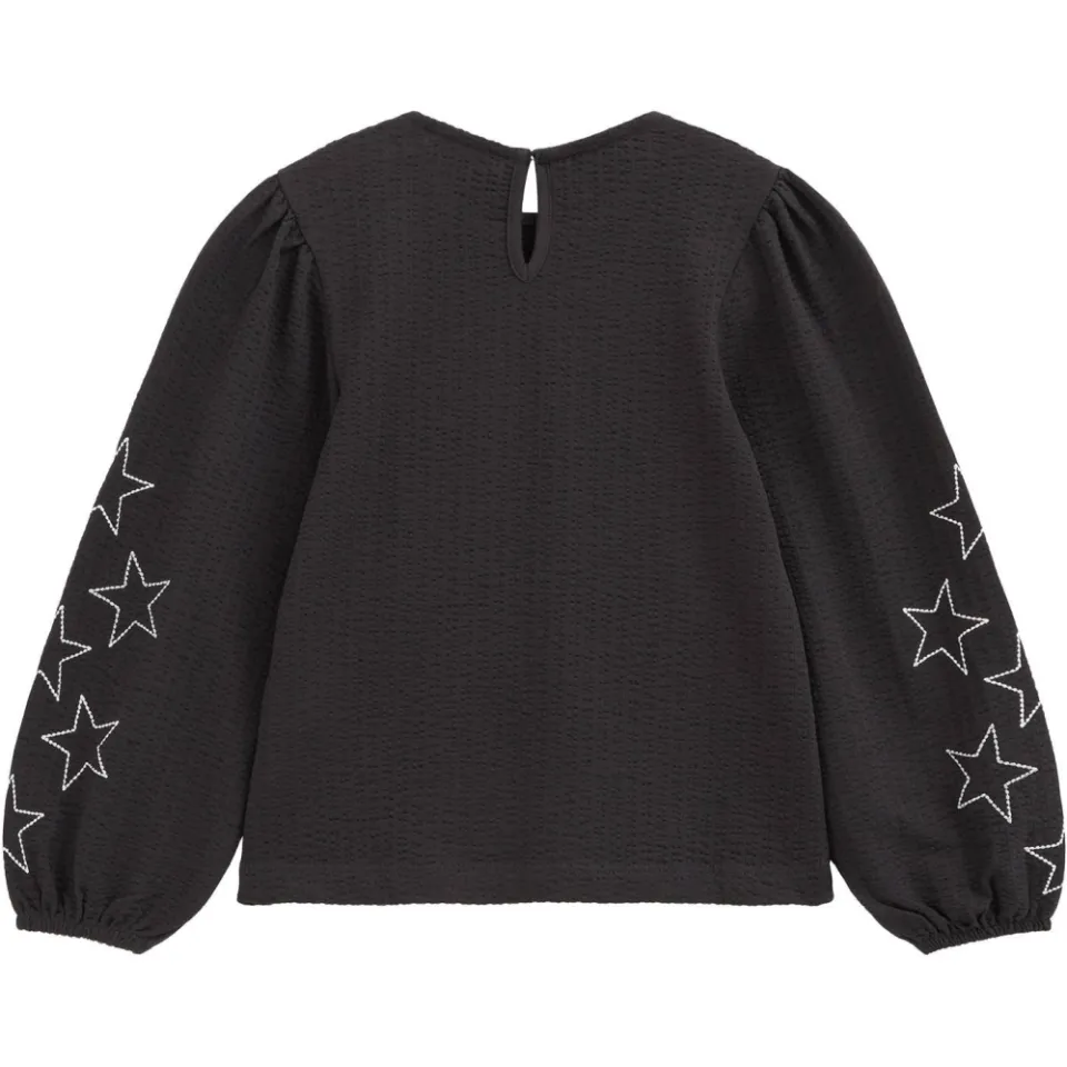WE Fashion blousetop met borduursels en sterren zwart, foto 3