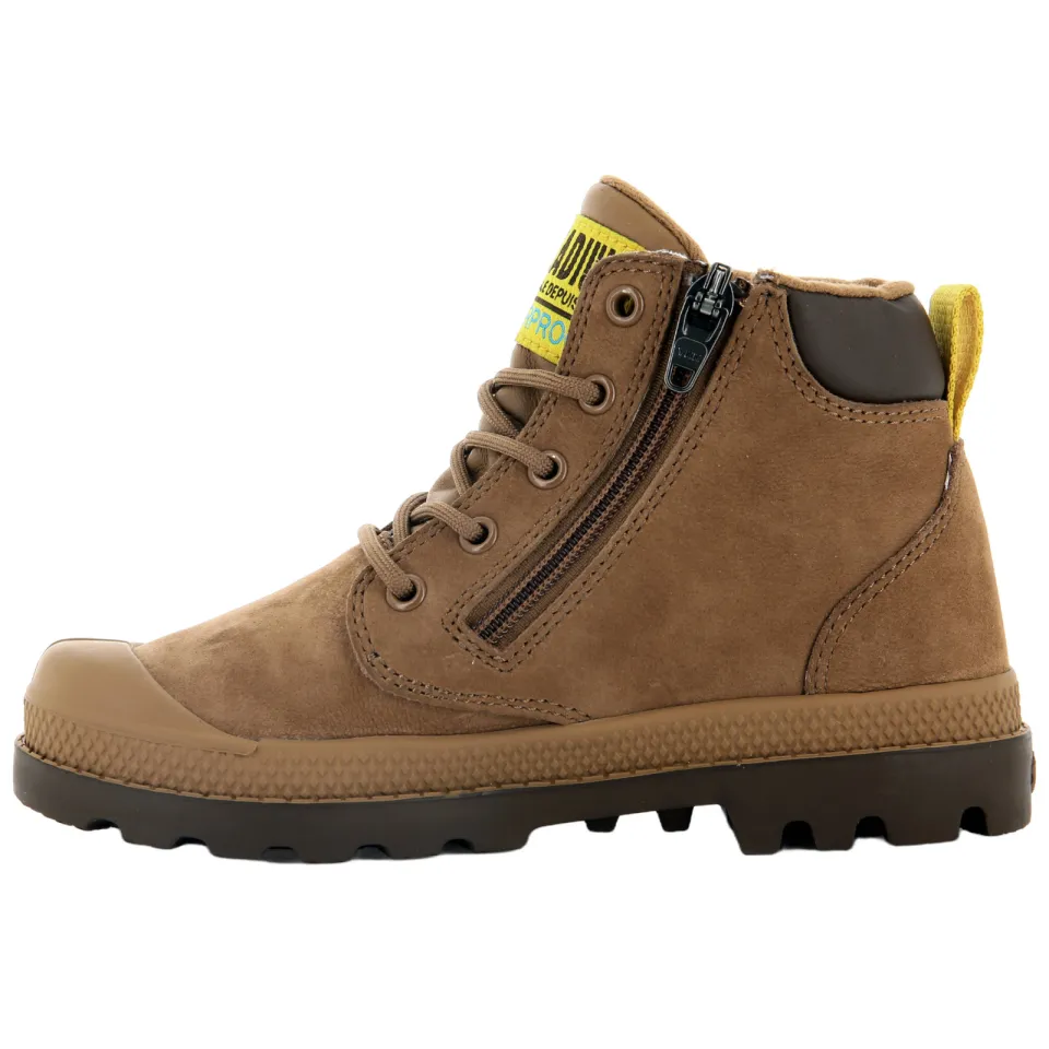 Palladium Schoolkind leren veterschoenen met profielzool - cognac, foto 4